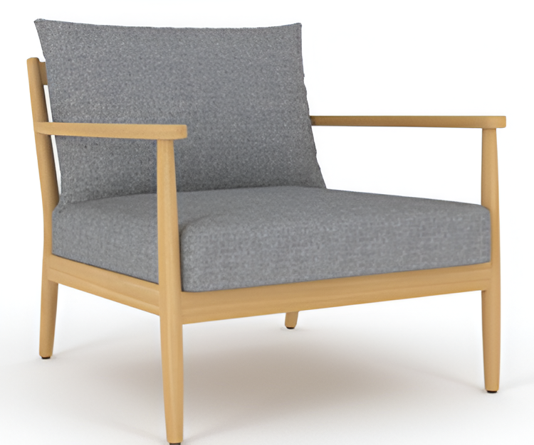 A Royal Teak Collection Palma Club Chair with granite cushions and a wooden frame.